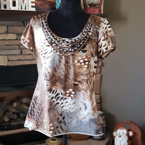 New Directions Animal Print Blouse